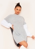 Milly Grey Colourblock Rib Knitted High Neck Jumper Dress
