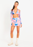 Mina Pink Swirl Printed High Waisted Mini Skirt