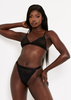 Minnie Black Sheer Power Mesh Strappy Triangle Lingerie Bra