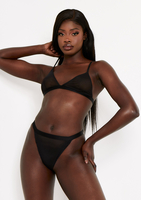 Minnie Black Sheer Power Mesh Strappy Triangle Lingerie Bra
