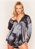 Mira Charcoal Satin Oversized Shirt Dress