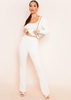 Miranda Cream Flare Brushed Ribbed Trousers