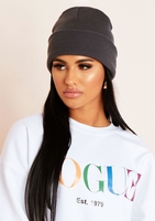 Miriam Charcoal Basic Rib Beanie Hat