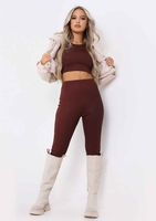 Misha Chocolate Thick Ribbed High Waisted Leggings