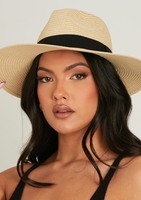 Mona Beige Straw Fedora Hat
