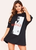 Mylah Black Oversized Graphic T-Shirt