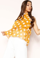 Nai Mustard Polkadot High Neck Layered Top