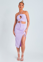 Naliyah Lilac Keyhole Cut Out Halter Neck Slinky Top