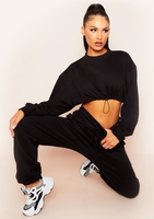 Namid Black Drawstring Cropped Sweatshirt