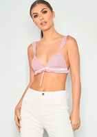Nancy Red Gingham Frill Hem Bralet