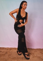 Naomi Black Crochet Cut Out Maxi Dress