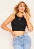 Naomi Black Ribbed Racer Crop Top