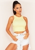 Naomi Lemon Yellow Ribbed Racer Crop Top