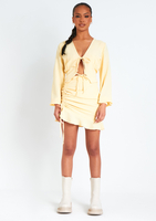 Nara Buttermilk Frill Woven Skirt With Side Ruching