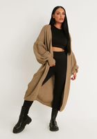 Nathalie Mocha Balloon Sleeve Knitted Cardigan