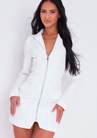 Nayla White Blazer Zip Up Structured Dress