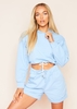 Nicki Blue Drawstring Cropped Oversized Hoodie