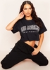 Nicole Black Los Angeles Slogan Oversized Cropped Top