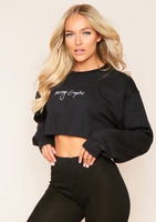 Nicole Black Missy Empire Branded Slogan Cropped Sweater
