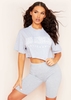 Nicole Grey Los Angeles Slogan Oversized Cropped Top