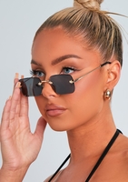 Nina Black Square Frame Sunglasses