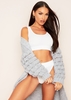 Nina Grey Bobble Sleeve Oversized Knitted Cardigan