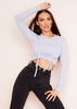 Nina Grey Ruched Front Long Sleeve Crop Top