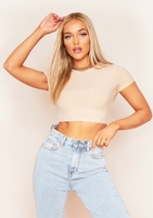 Nina Stone Ribbed Short Sleeve Cropped Tee