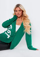 Noella Green 1990 Varsity Print Knitted Cardigan