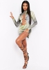 Nova Green Print Lace Up Mini Dress