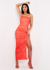 Nova Orange Printed Split Front Maxi Dress