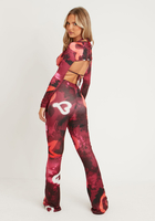 Odette Graffiti Print Flared Trousers