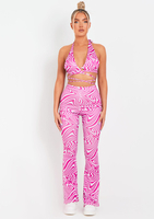 Odette Purple Swirl Print Flared Trousers