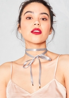 Oria Grey Ribbon Wrap Round Choker