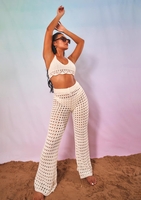 Patricia Ivory Crochet Wide Leg Beach Trousers
