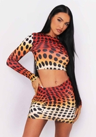 Penelope Brown Printed Ruched Mini Skirt