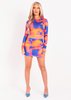 Penelope Orange Printed Ruched Mini Skirt