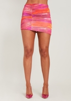 Penelope Pink Printed Ruched Mini Skirt