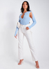 Phoebe Blue Cut Out Detail Knitted Bodysuit