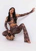 Phoebe Brown Print Crop Top with Sleeves Co-ord