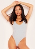 Poppy Grey Ribbed Plunge Bodysuit