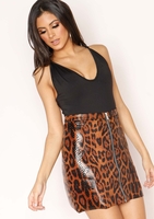 Poppy Leopard Print Zip Up Mini Skirt