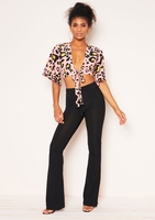 Poppy Pink Leopard Print Tie Crop Top