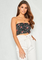 Rachel Black Floral Bandeau Crop Top