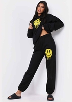 Rai Black Smiley Face Jogger