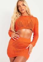 Reese Orange Crochet Crop Top