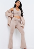 Reeya Taupe Ruched Front Flared Trousers