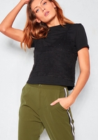 Rein Black Sheer Lace Bralet Overlay T Shirt
