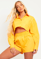 Remi Pastel Orange Cotton Crop Shirt
