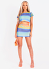 Rhea Blue Multi Gradient Printed Mesh Mini Skirt